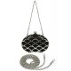 Evening Bag - Glittery Topped w/ Open Shell Shapes Metal - Black - BG-1145MS-BK